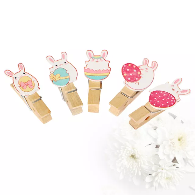 20 Pcs Floral Hoop Easter Decorations Card Holder Small Wooden Clip