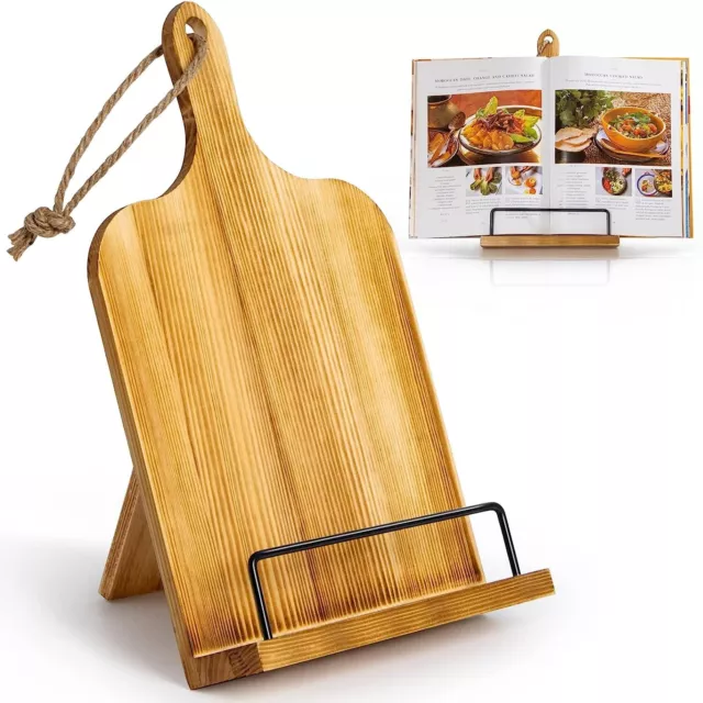 PUERSI Cookbook Stand Kitchen, Recipe Book Holder Kitchen Counter, Wooden Cookbo