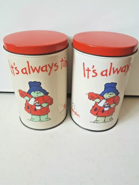 Paddington 2 Tins Canisters Containers 1995 Douwe Egberts Coffee Holland RARE