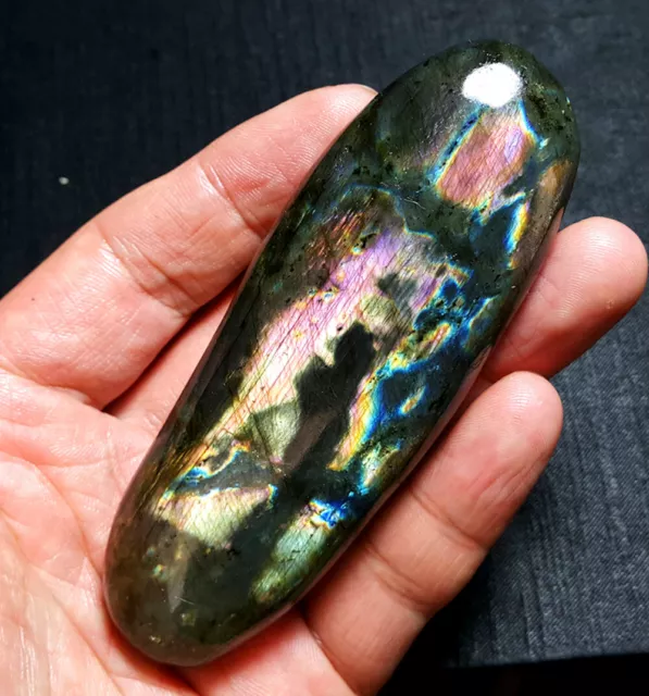 TOP 127.5 G-Natural-Labradorite-Crystal-Rough-Polished-Point-From-Madagascar-S91