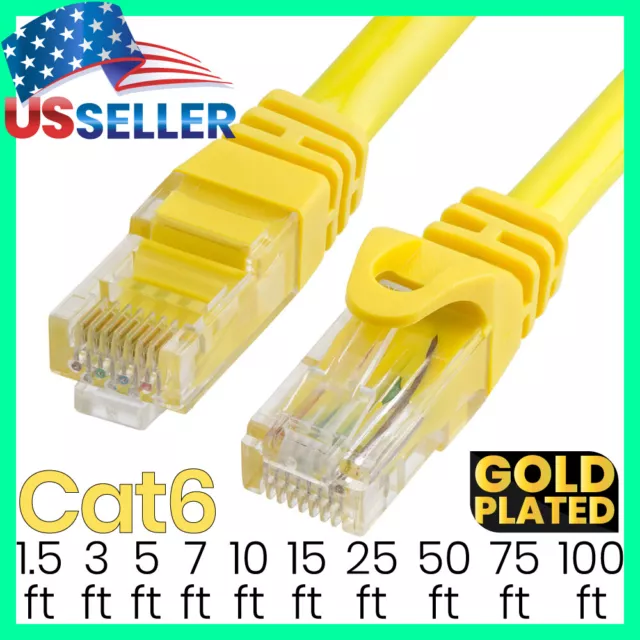 Yellow Cat6 Cable Ethernet RJ-45 Cat6 Patch Cord Internet LAN Network Wire LOT