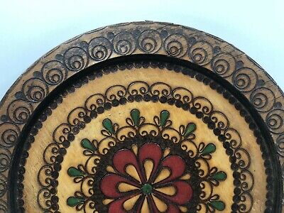 Vintage Decorative Wooden Plate Wall Hanging Hand Carved Painted Large Mandala 2