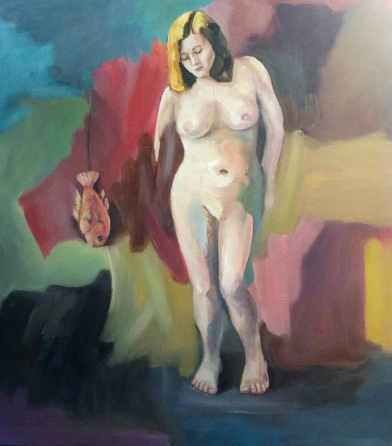 Olio Su Tela Nudo Di Donna  70X60 Cm Oil Painting