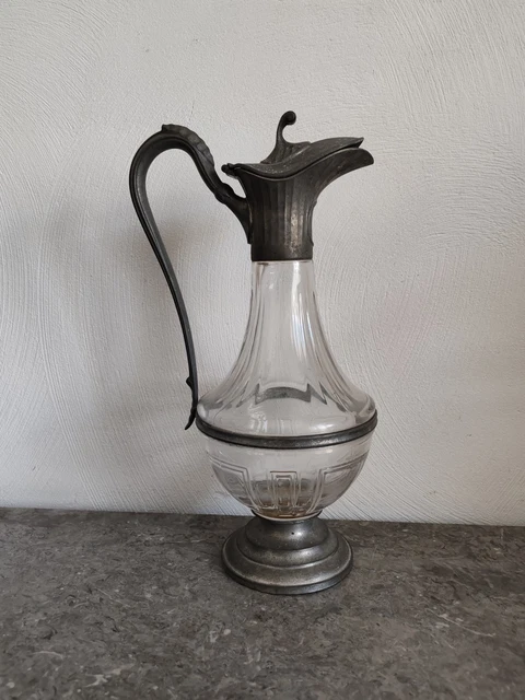 Flacon Vintage En Verre Et étain - Les Etains De Paris - Style Art Déco - France