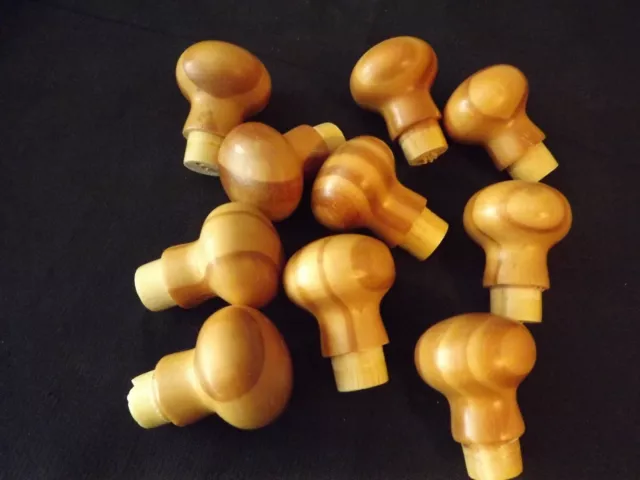 lot of 10 wooden MUSHROOM KNOB drawer pulls