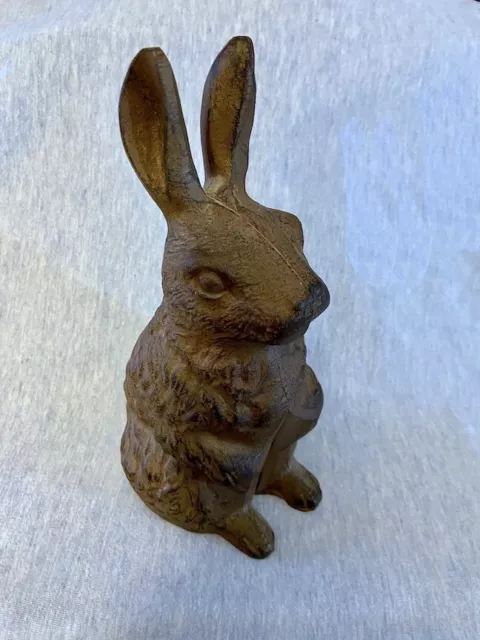 Estate Large seamed  CAST IRON standing REX RABBIT nice details, heavy-duty!