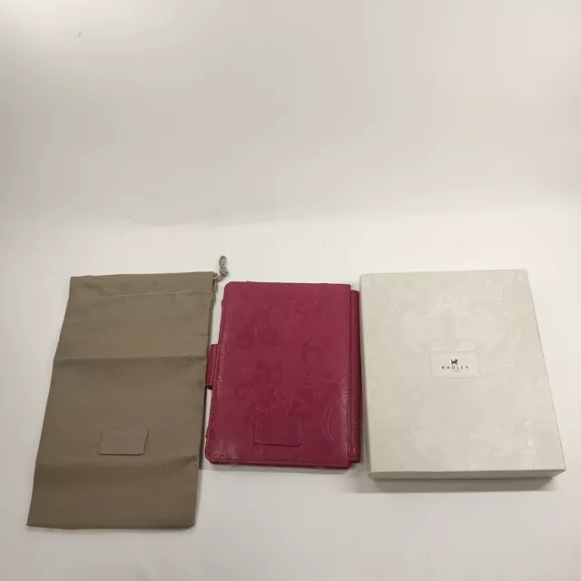 Radley London Passport Holder Floral Dark Pink 17x12cm w/ Dust Bag & Box