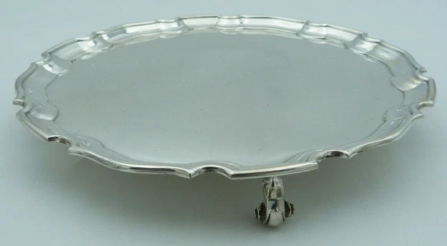 Vassoio carte stile georgiano argento massiccio (Chippendale) 20 cm 360 g