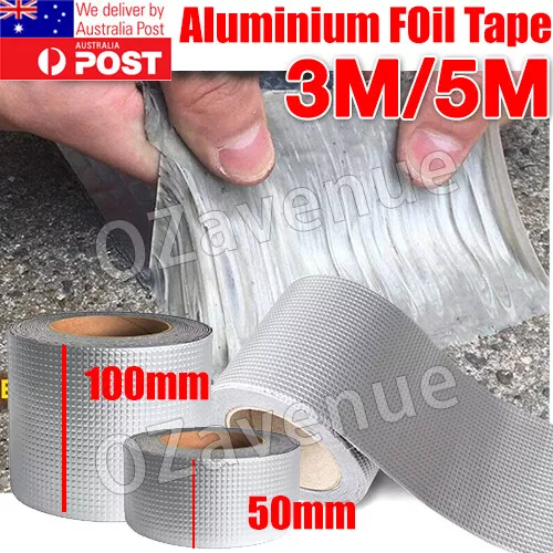 Reinforced Aluminium Foil Tape Adhesive Sealing Heating Duct Silver Repairs 50mm