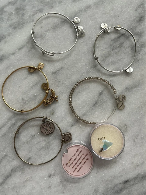 alex and annie lot of 5 braclets and 1 heart charm Autism Boot Bead Silver Gold