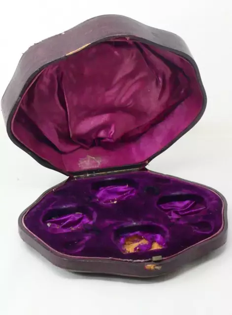 Cruet Set Box Case Purple Interior for Four Pieces Antique