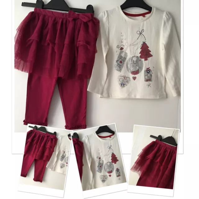 TU baby girls party shorts & Matalan fluffy jumper exc u & new tights 12-18 mon