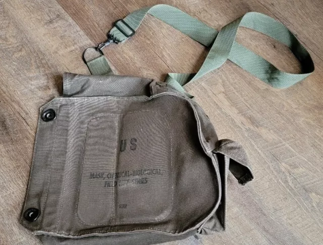Vintage US ARMY Gas Mask Canvas Bag Chemical Biological Field M17 RBR
