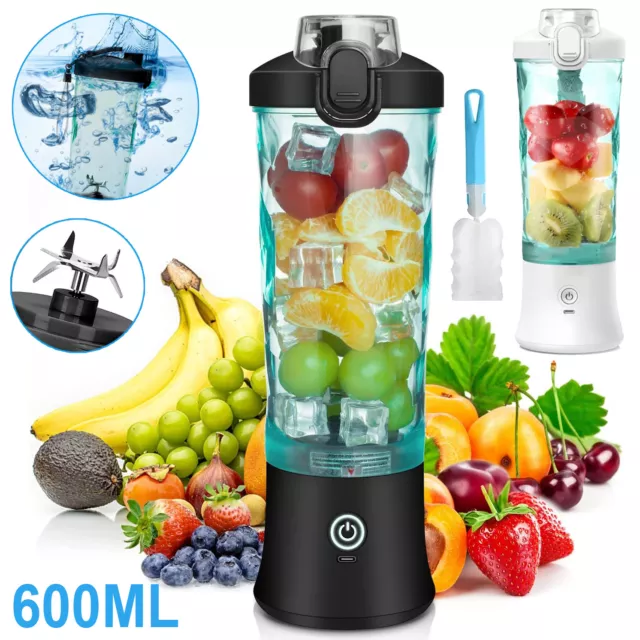 600ml Mini Fruit Juicer USB Blender Shaker Cup Electric Smoothie Maker Bottle UK