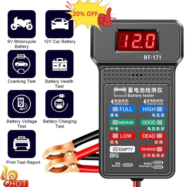 1X Digital Car Battery Tester Automotive Cranking Charging Test Analyzer 12V-US