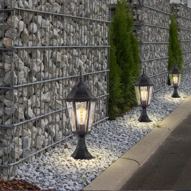 Stehleuchte Außenlampe Sockelleuchte LED Garten Laterne schwarz grün Alu Glas 3x