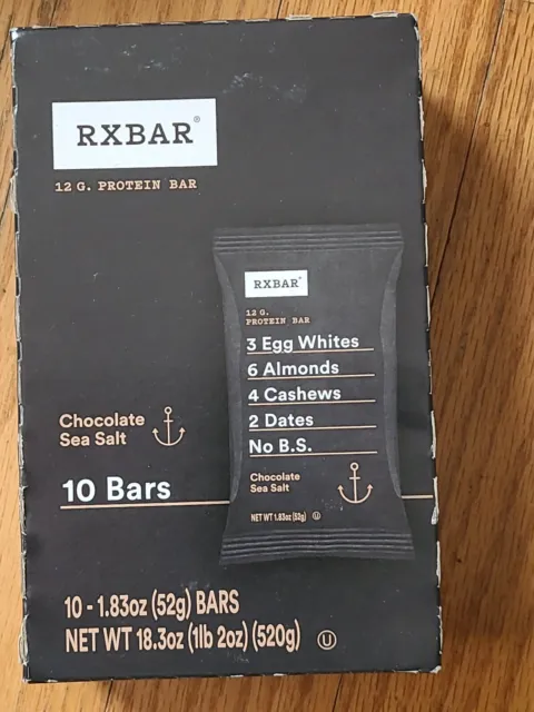 RXBAR, Chocolate Sea Salt, Protein Bar, 10 Bars 1.83oz (52g) Bars 12 g Protein