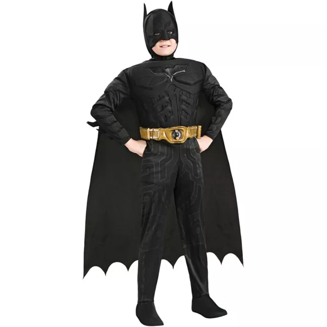 BATMAN KOSTÜM KINDER Karneval Party Muskel Anzug Fledermaus Umhang Maske Gürtel