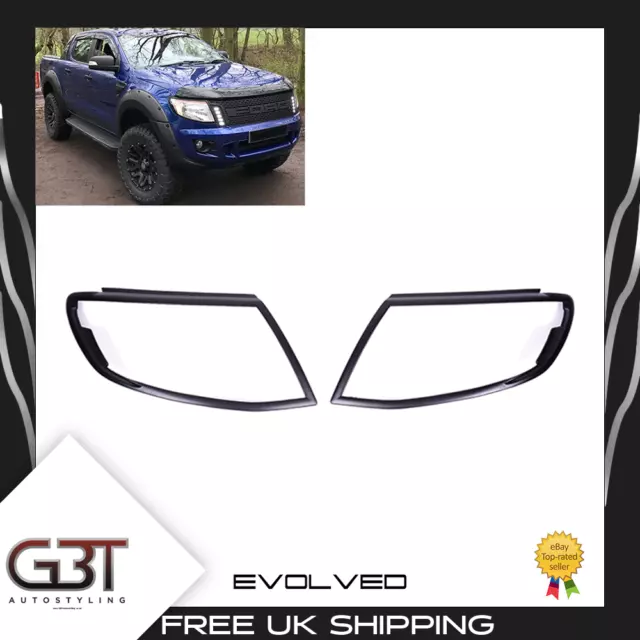 For Ford Ranger T6 Raptor 2012-2015 Matte Black Front Only Light Cover Trims Uk