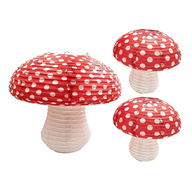 Linterna de papel de setas decoraciones de papel decoración de hongos fiesta hierro rojo