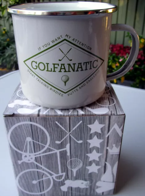 440Ml Enamel Mug "Golf Fanatic..want My Attention Talk Birdies Putts & Eagles!" 3