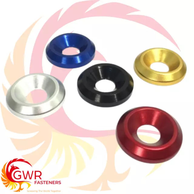 M4 M5 M6 M8 Countersunk Washers - Anodised Aluminium - Fairing Fender Alloy 2