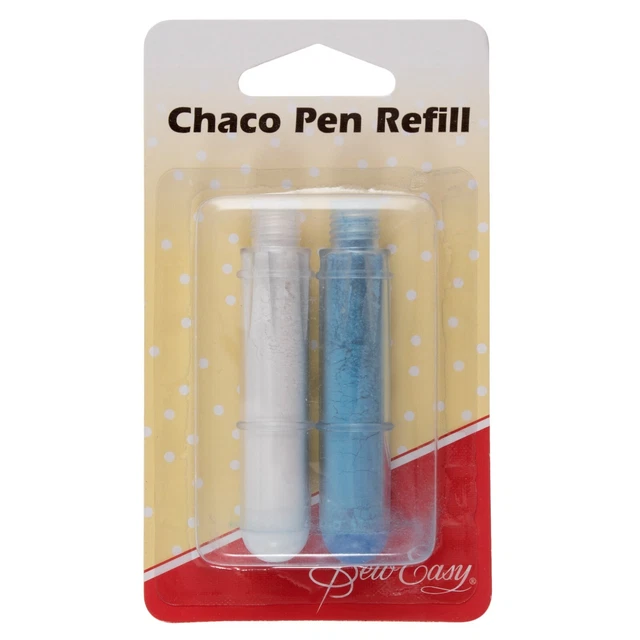Paquete de recarga de pluma de tiza Sew Easy Chaco de 2 1 azul, 1 blanco