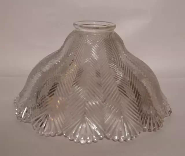 Antique Holophane Lamp Shade - Clear Cut Glass Petticoat Herringbone Pattern