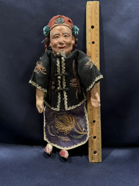Antique Chinese Male Opera Doll Early 20th Century Traditional Dress 10 1/2"