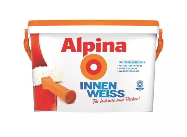 Alpina InnenWeiss matt 2,5 L Farbe Weiß Wandfarbe Streichen Universal