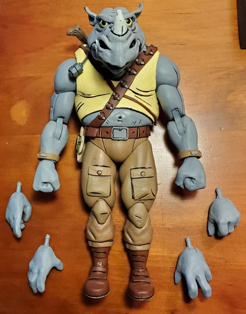 NECA Ninja Turtles TMNT Classic Cartoon Rocksteady Loose Figure With Extra Hands