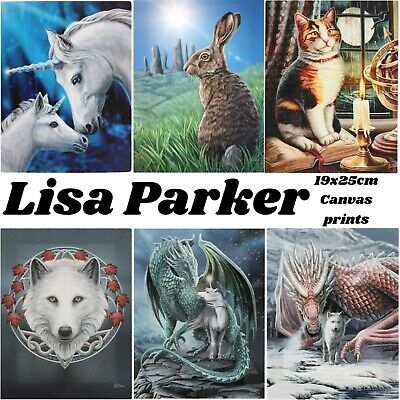 Lisa PARKER 19x25cm stampe su tela stampa Unicorno Coniglio Lepre GATTO ANIMALE LUPO REGALO