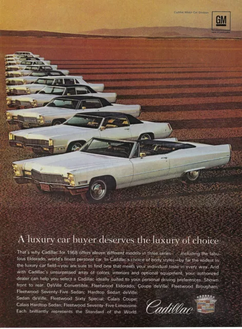 1968 Cadillac DeVille Fleetwood Eldorado Sedan Coupe Vintage Print Ad/Poster