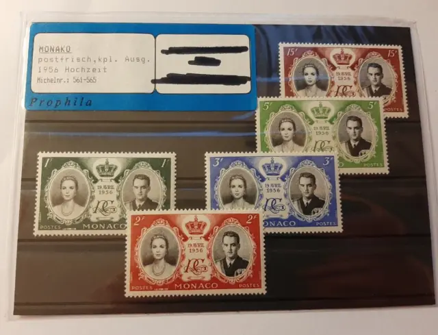 Kompletter Satz Briefmarken aus Monaco, MI 561-565 von 1956, postfrisch