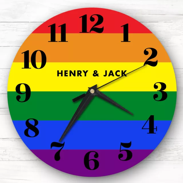 Lgbt Pride Gay Rainbow Background Personalised Gift Personalised Clock
