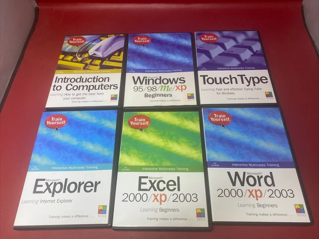 Microsoft Train Yourself learning CD-Rom x 6 Excel Word Explorer Touchtype Etc