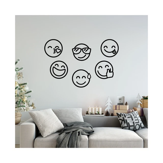 EMOTICONS SMILEY FACE Emoji Symbols Wall Art, Removable Decal Sticker