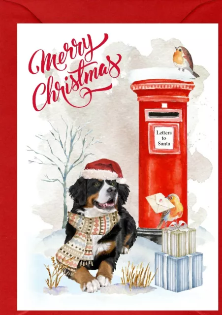 Bernese Mountain Dog A6 (4" x 6") Christmas Card - Blank inside -by Starprint