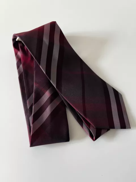 Burberry London Silk Tie Necktie Red Nova Check Made In Italy