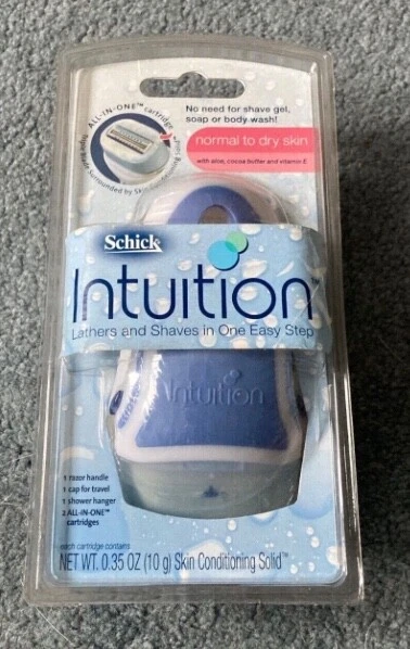 Nueva navaja de afeitar Schick Intuition con recarga, colgador de ducha + gorra de viaje