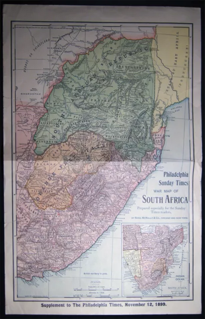 1899 Map Boer War South Africa