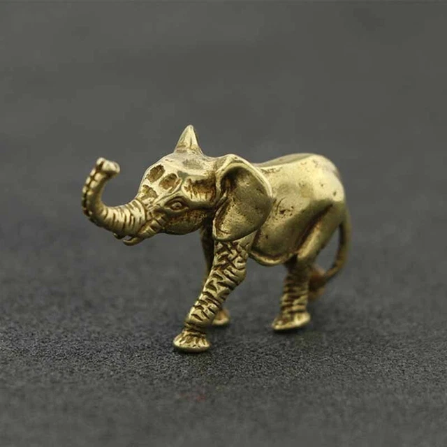 Hogar Elefante Decoración Latón Estatua Accesorio Estatuillas Artesanías