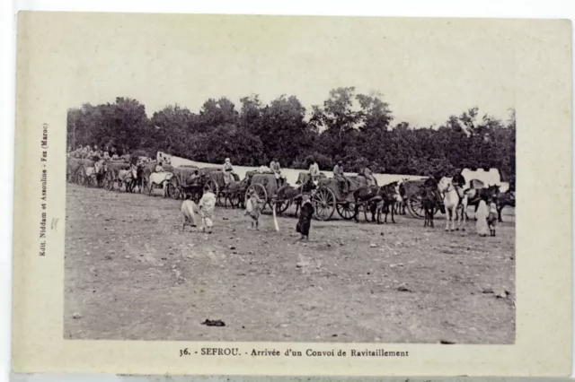 Sefrou Le Convoi De Ravitaillement   Maroc  Cpa Postcard 7850