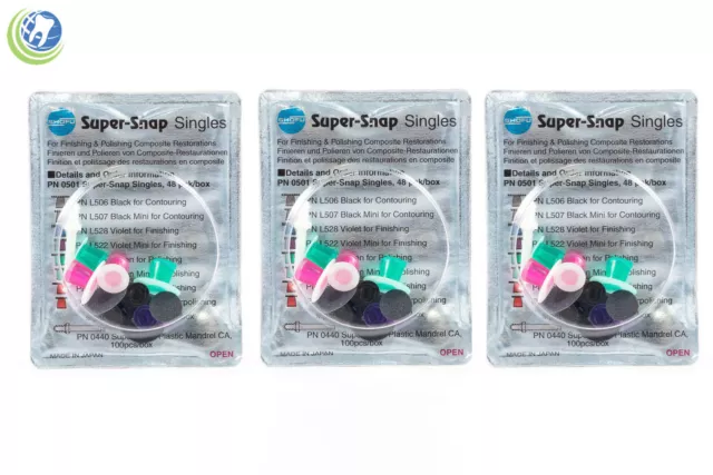 3X Shofu Super-Snap Singles Composite Restoration Finishing Polishing 262-0501