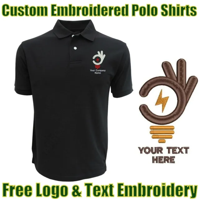 Personalised Embroidered Polo Shirt ELECTRICIAN Workwear UNIFORM LOGO
