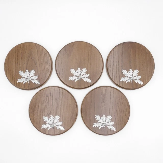 5x Placa de Jabalí Tablero Keiler Redondo Braun Af 17cm 5 Hoja Roble Portada 6