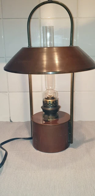 antike Schiffslampe Kupfer Lampe elektrisch und/oder Petroleum / Lampenöl