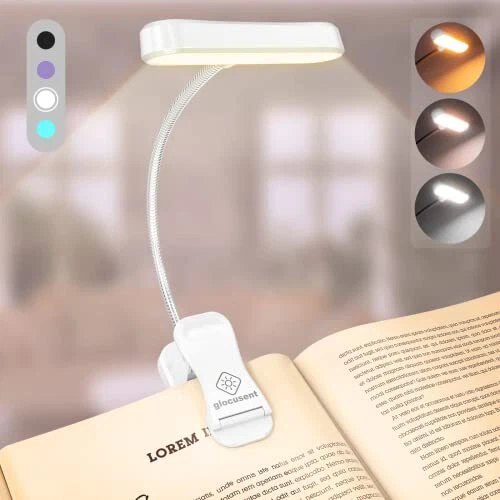 Glocusent Horizontal ET-Head Book Light for Reading in Bed Eye Caring CRI 95 ...