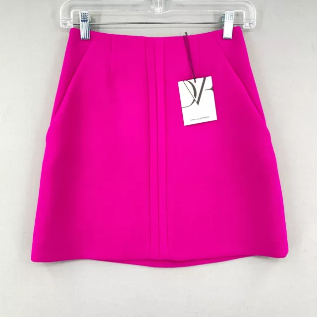 NWT Diane Von Furstenberg Kiesha Double Crepe Mini Skirt Size 0 Gardenia Pink