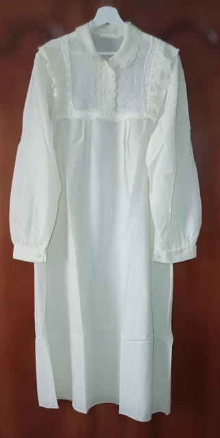 Chemise De Nuit 100% Coton Gloria Baroni - Sans Manches - Taille 40/42 - Couleur Saumon/blanc/rose